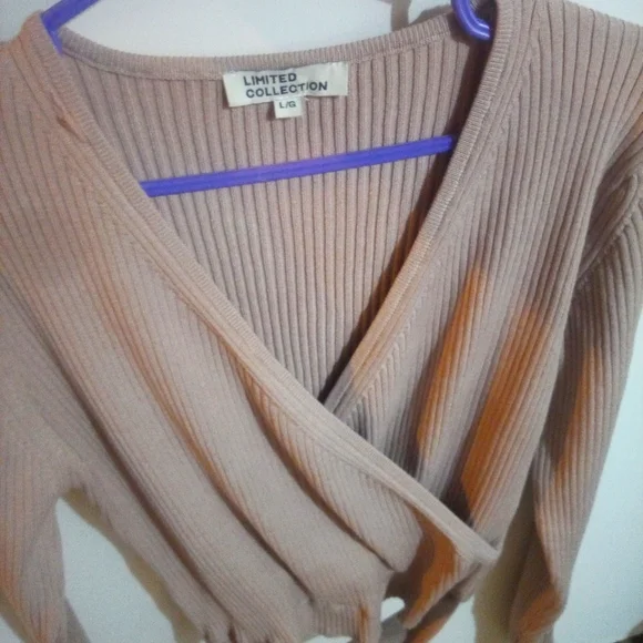 Women's Beige Wrap Sweater - Picture 3 of 6